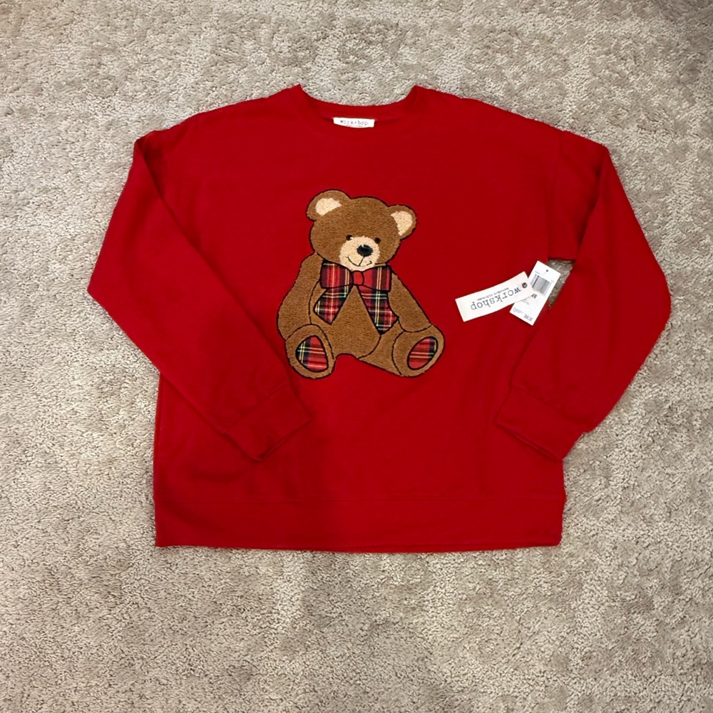 NWT Workshop Republic Clothing Red Bear Sweatshirt